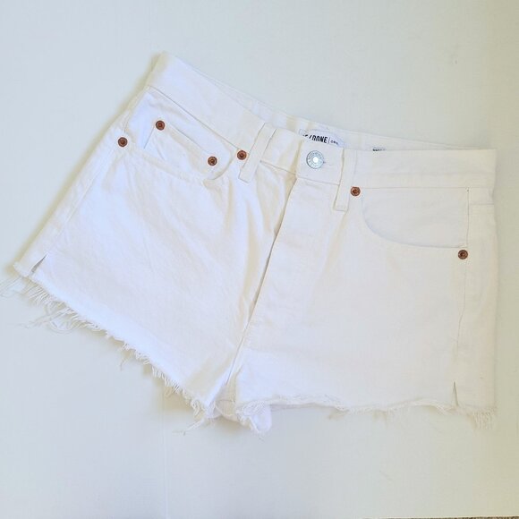 RE/DONE Originals Cutoff Ultra High Rise White Denim The Short Jean Shorts 28 - Picture 4 of 14